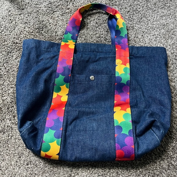 Harveys for Disney Couture Denim Tote Bag Mickey Mouse Rainbow Rare Seatbelt - Picture 8 of 11